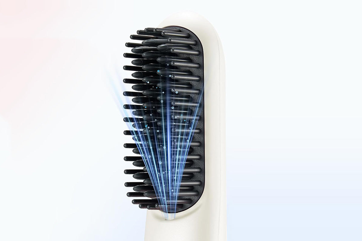 Cordless LCD Hair Straightening Brush 2-in-1 Portable Styling Tool for Travel