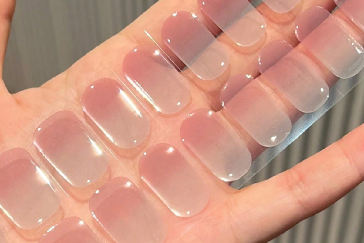 5 Set Semi Cured Gel Nail Wraps Gradient Jelly Nail Wraps UV Curable Self-Adhesive Nail Stickers DIY Nail Art
