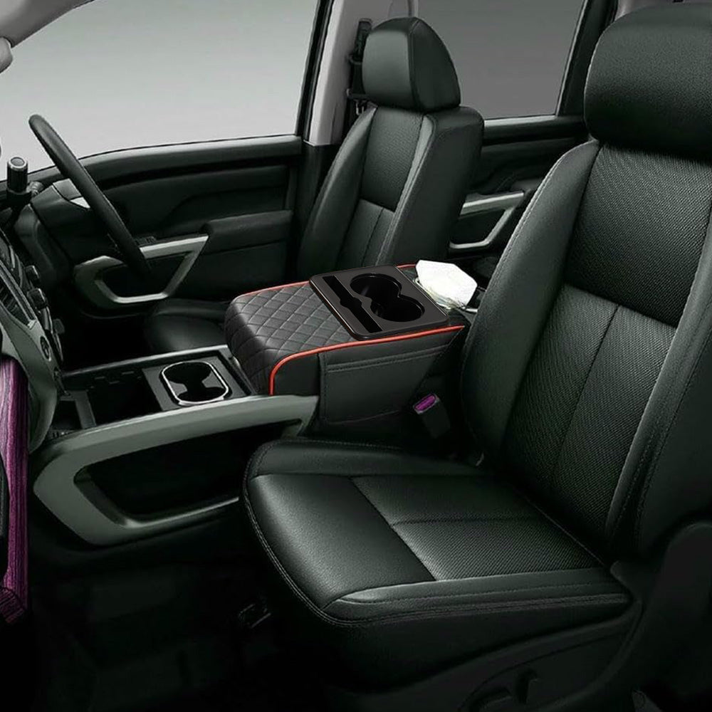 Car Armrest Cushion Organizer with Cup Holder Multi Functional Center Console Booster Pad
