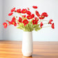 6Pcs 4 Head Artificial Poppy Flowers Papaver Rhoeas Flocking Stem Bouquet-Yellow, Red