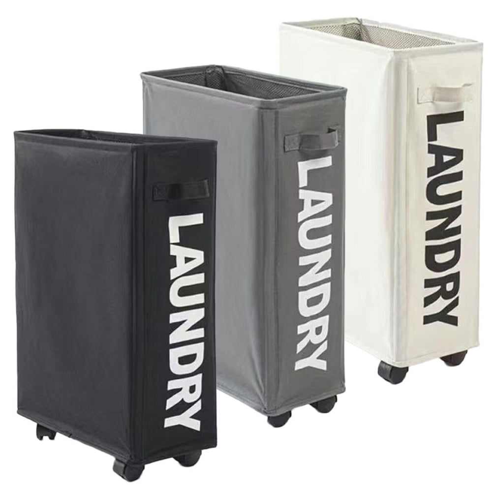 39 x18.5x58CM Foldable Laundry Washing Clothes Storage Bag With Universal Wheels