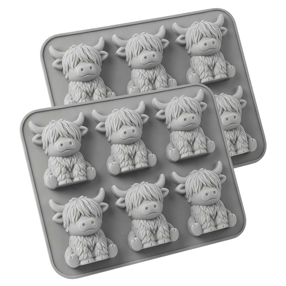 2 Pack 6 Cavity Silicone Highland Cow Ice Cube Molds