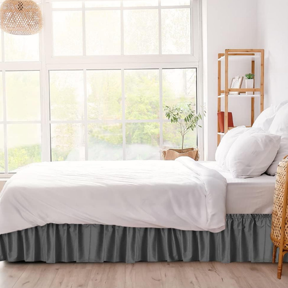 2Pcs Wrap Around Dust Ruffles Bed Skirt with Adjustable Elastic Belt