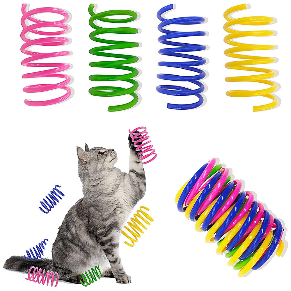 40Pcs Cat Kitten Spring Bouncy Toy Plastic Training Toys Colorful Coil Teasing Playing Cat Toy