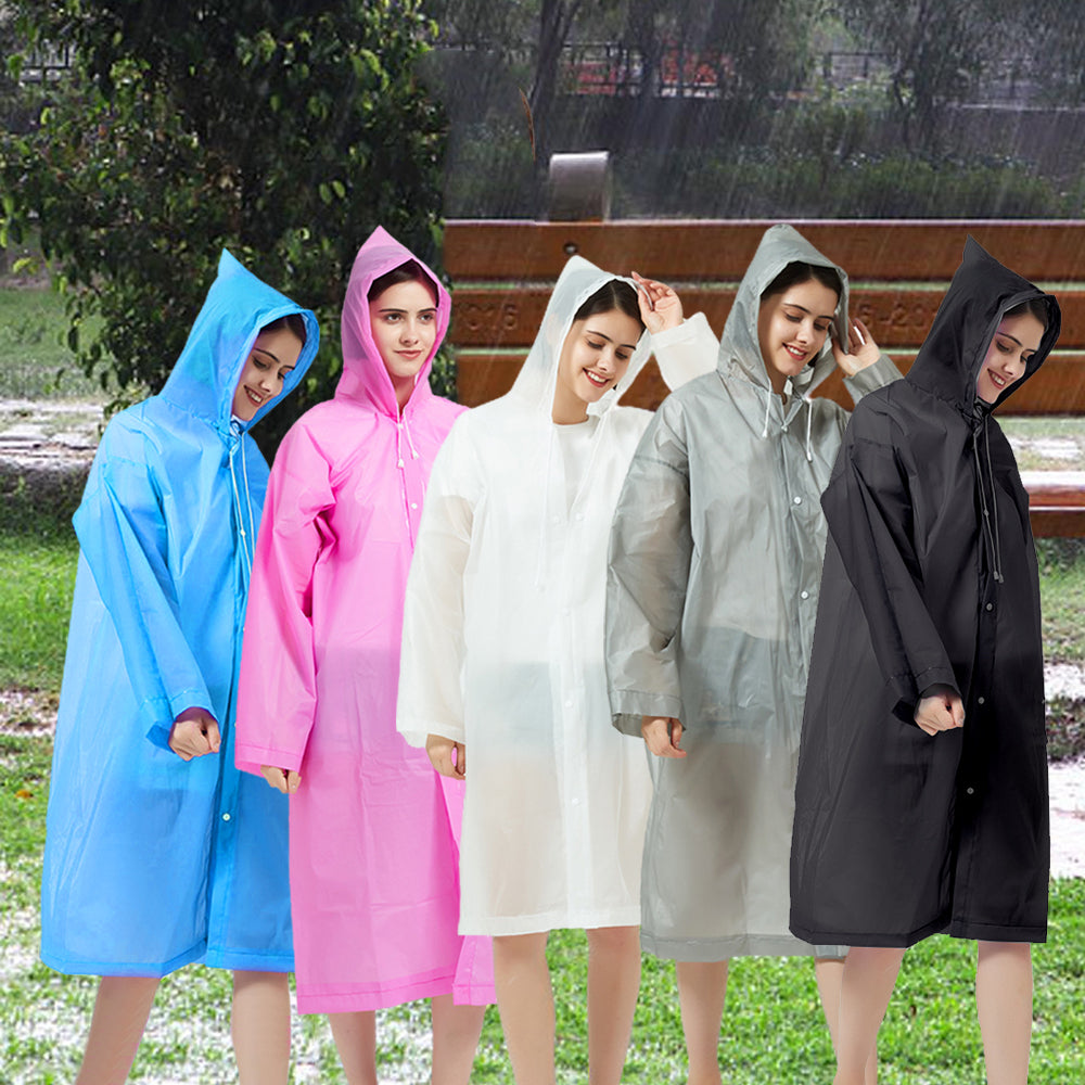 EVA Reusable Unisex Waterproof Hooded Raincoat