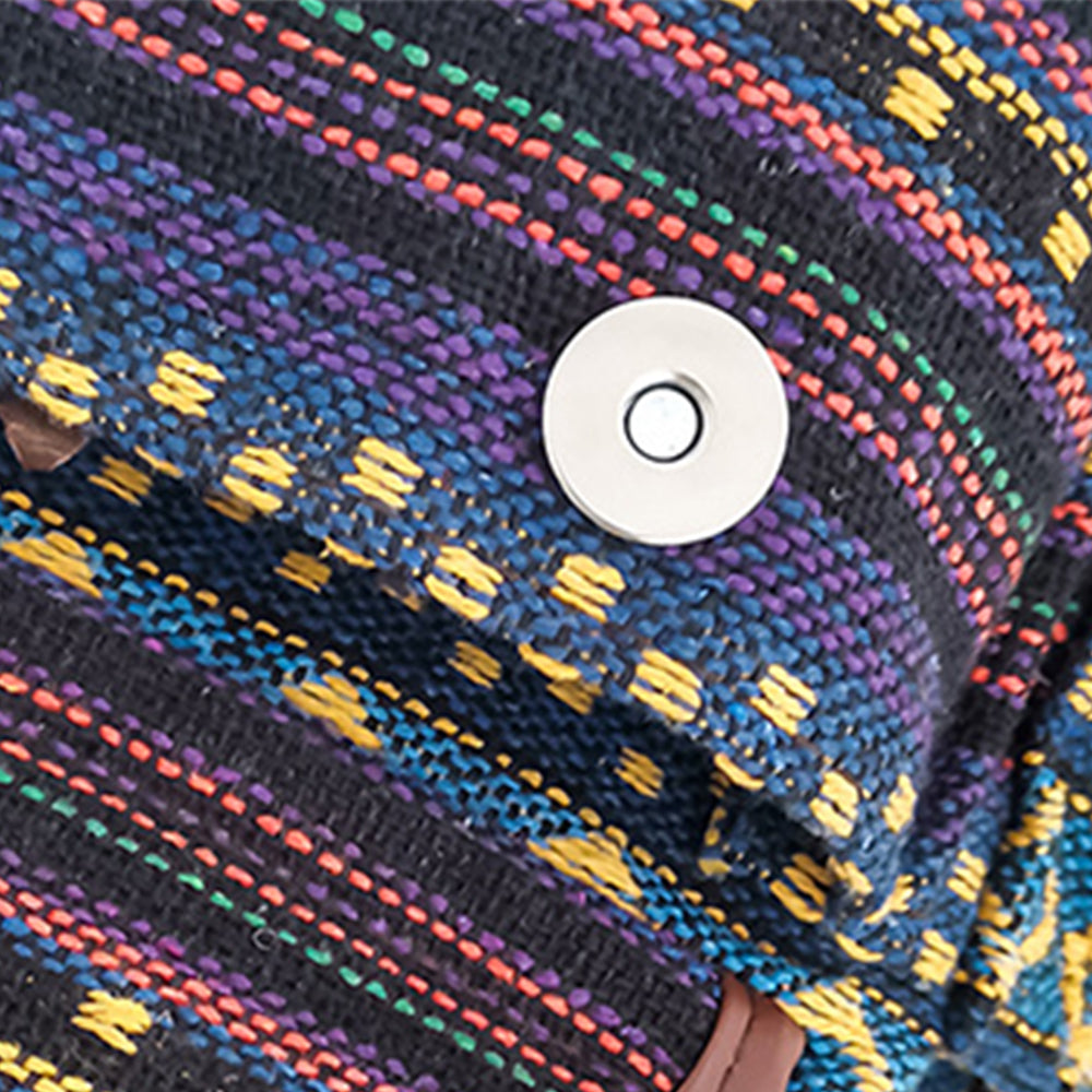 Boho Style Flap Drawstring Backpack