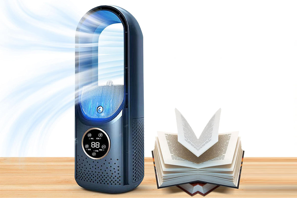 Desk Bladeless Fan with Humidifier USB-Powered Portable Air Conditioner Fan with LED Display