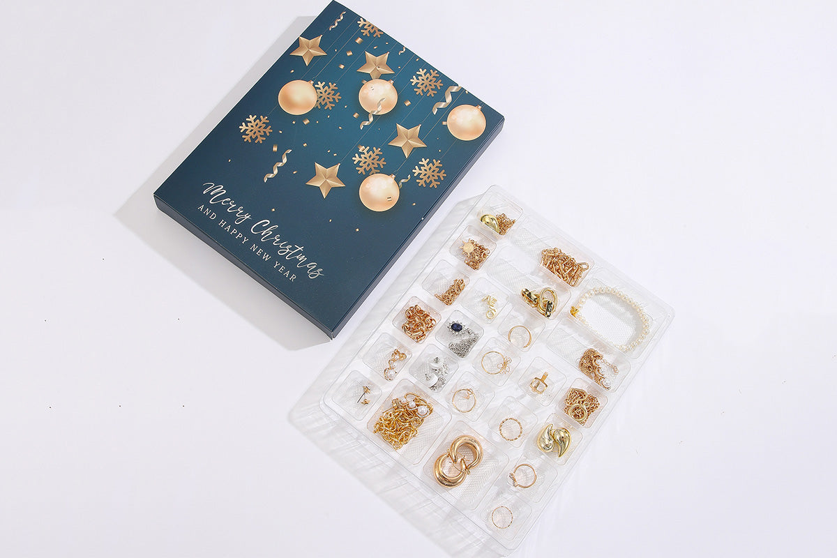 24PCS Christmas Jewelry Advent Calendar Bracelet Necklace Ring Earrings Set