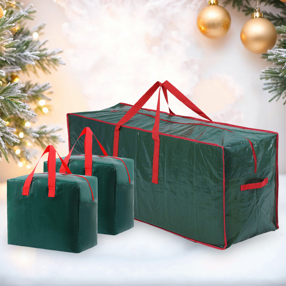 3pcs Large Christmas Tree Storage Bags PE Water-Resistant with Reinforced Handles and Zipper