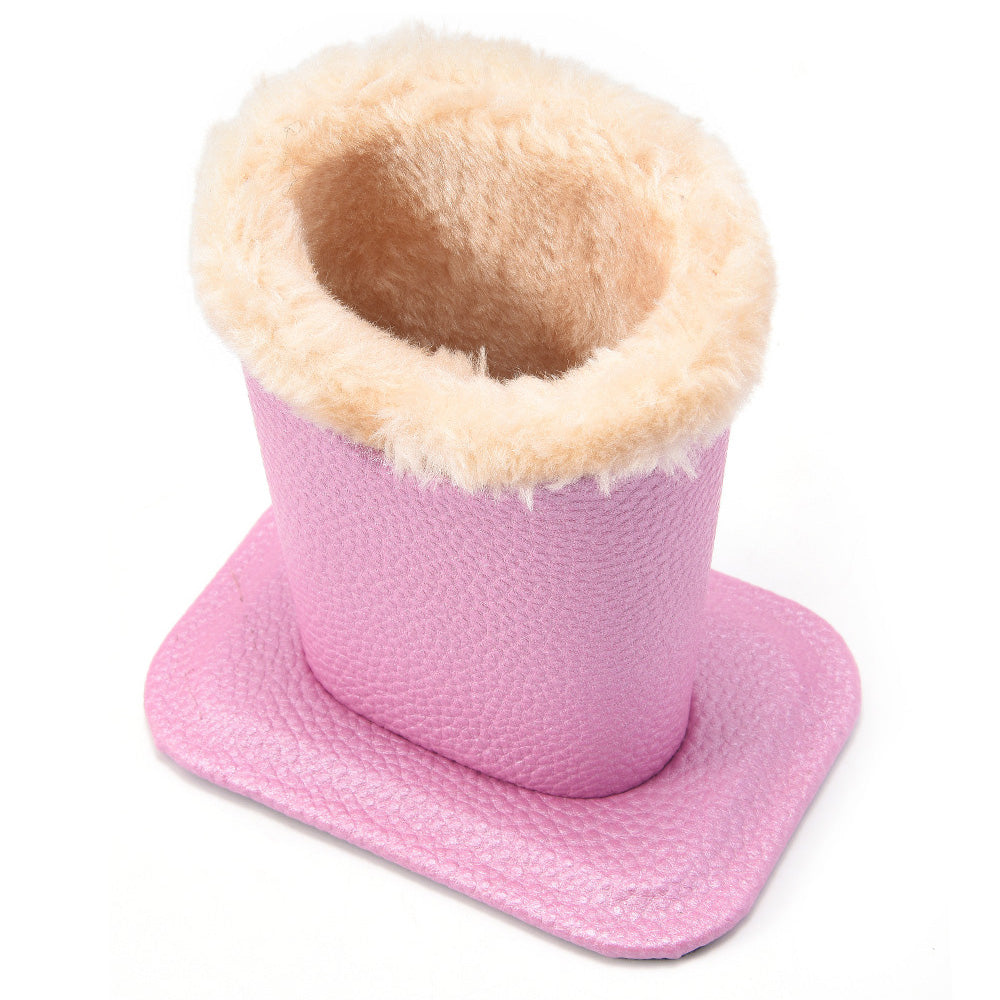 Soft Plush Lined Eyeglasses Desk Holder PU Leather Glasses Display Stand With Base