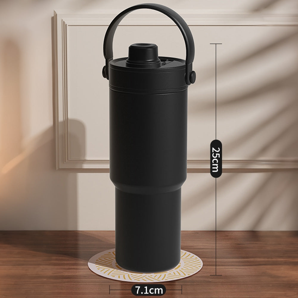 Dual Lid Tumbler with Straw 735ml Large Capacity Vacuum Insulated Water Bottle