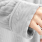 Unisex Long Hooded Zipper Bathrobe Fleece Robes Winter Warm Nightgown Sleepwear Pyjamas-Grey