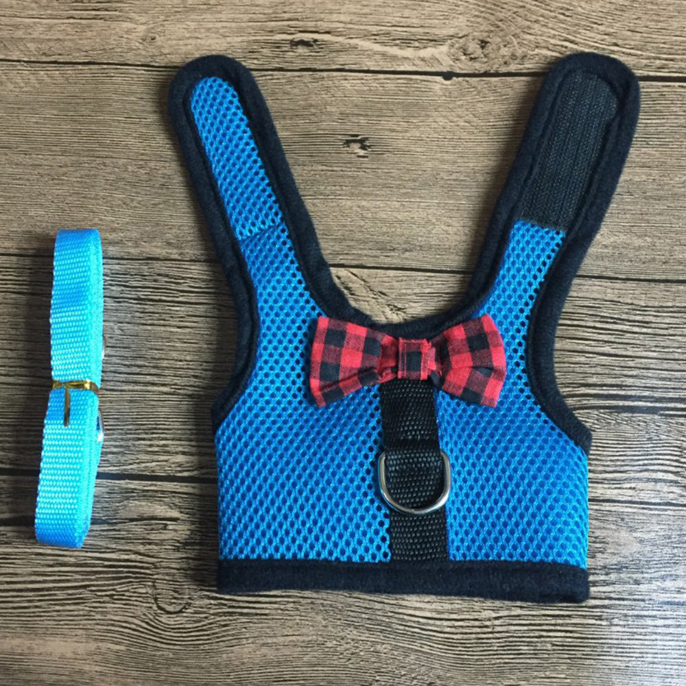 Rabbit Harness and Leash Set Adjustable Breathable Mesh Vest for Bunny Small Pets-Blue