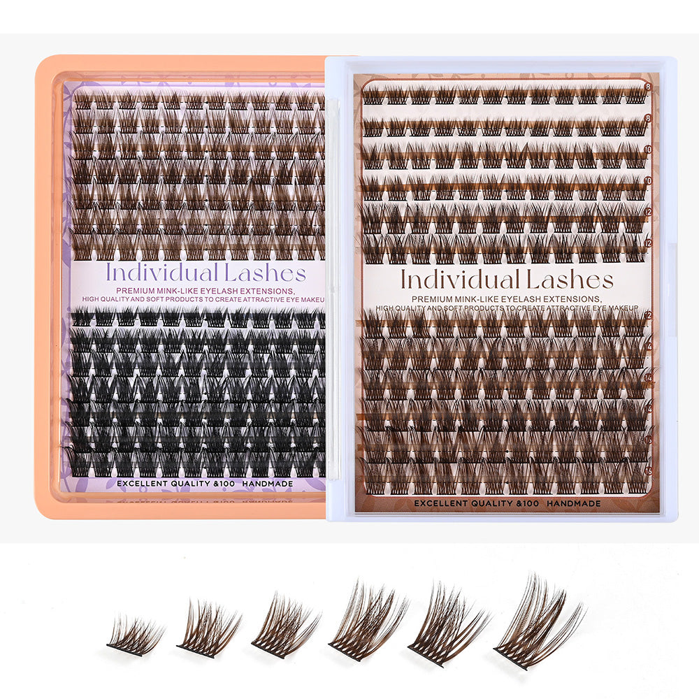 Dark Brown Natural Cluster Lashes DIY Fluffy Individual Reusable for Light Hair