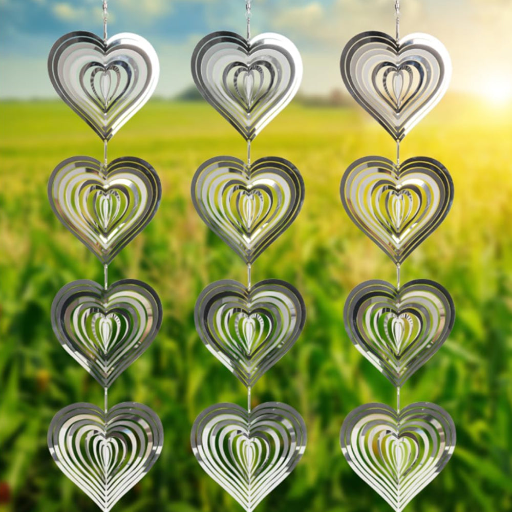 3Pcs Stainless Steel Rotating Reflective Bird Scare Tool-Heart-shaped