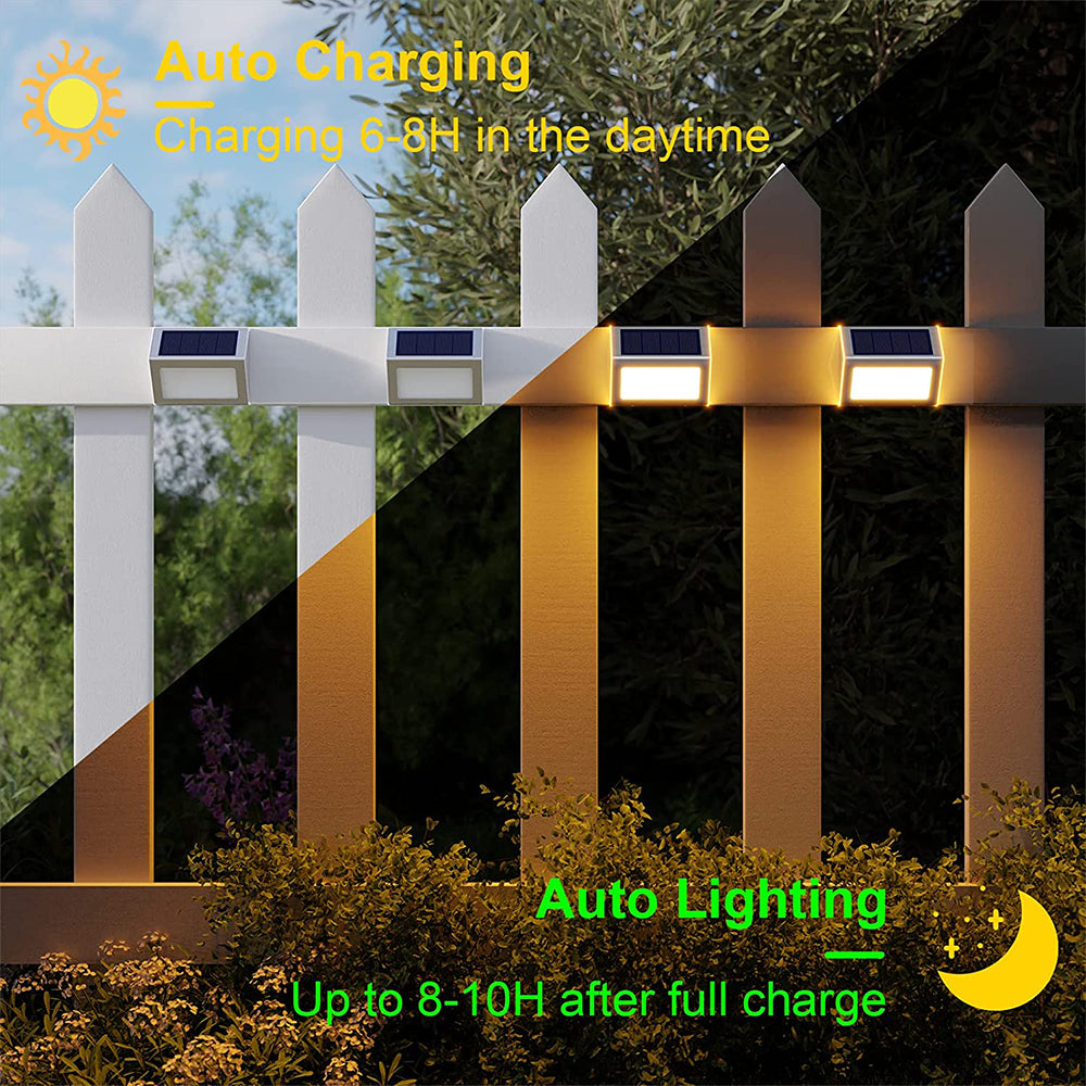 2Pcs Outdoor Fence Wall Lamp Solar Light Waterproof Garden Lamp