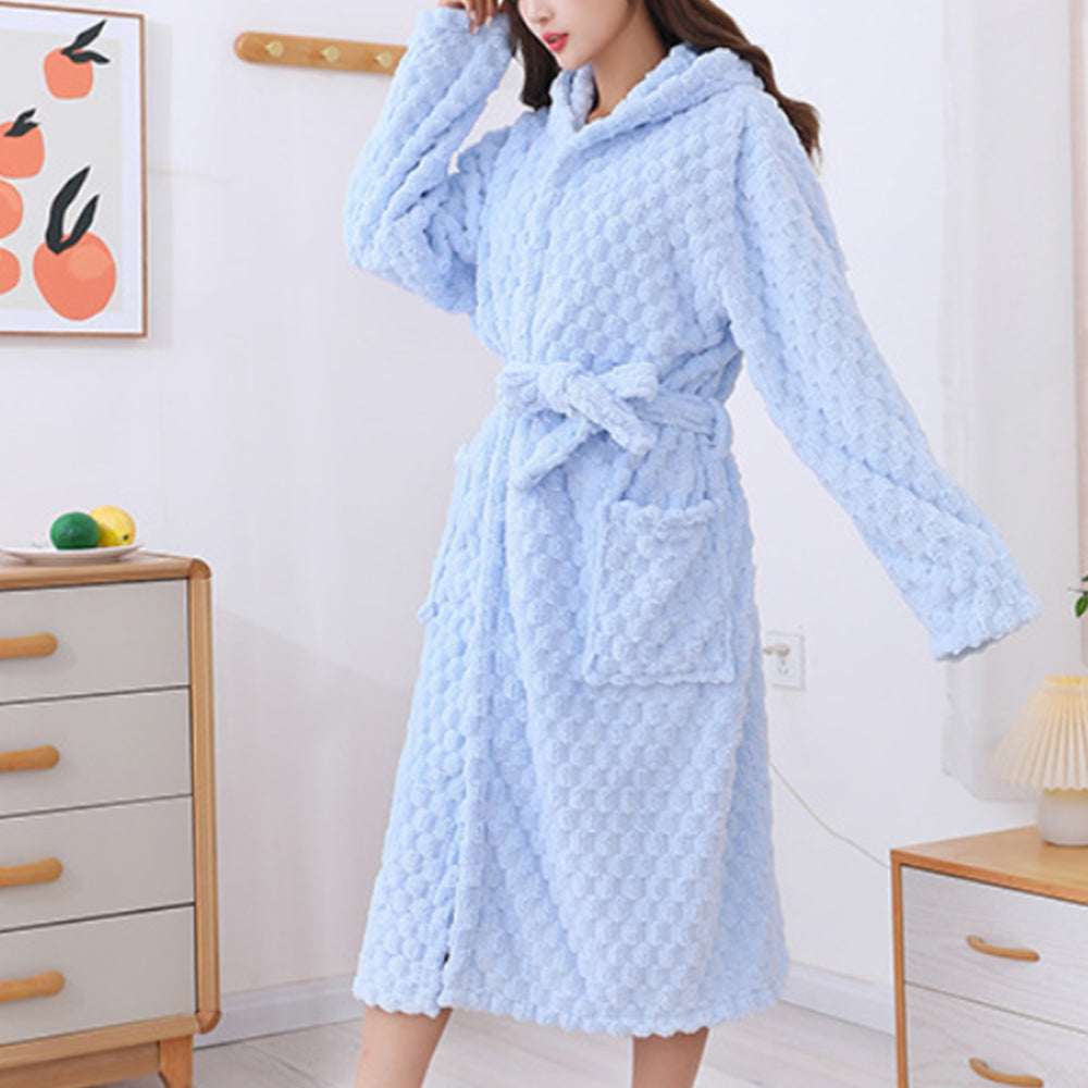Towelling Wrap Hooded Bathrobe