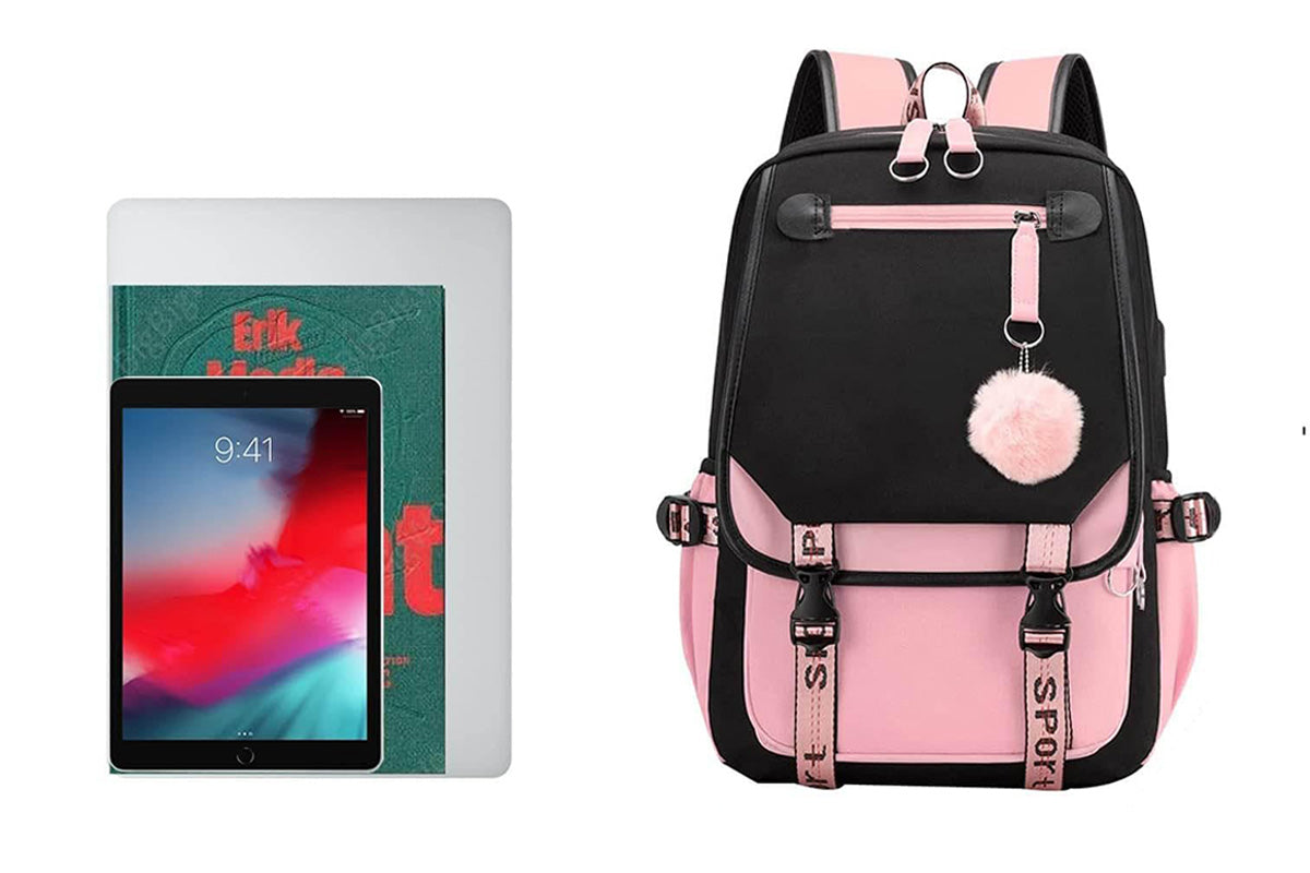 Girls Backpack Middle School Students Bookbag with USB Charge Port