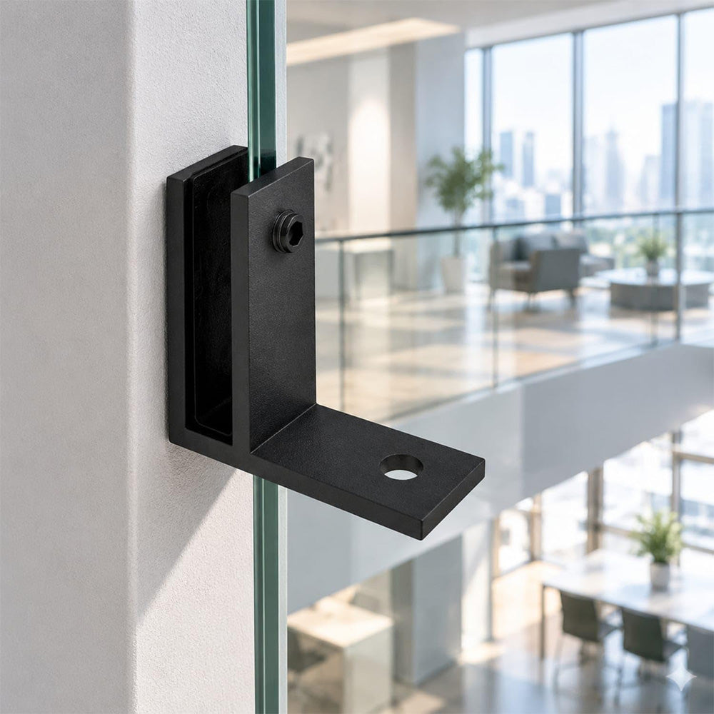 304 Stainless Steel Pool Fence Glass Clamp for 10 to 12mm Panels-Black