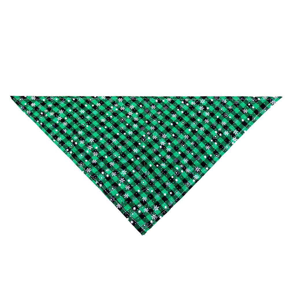 Snowflakes Christmas Dog Bandana Buffalo Plaid Pet Scarf Dog Triangle Bandana