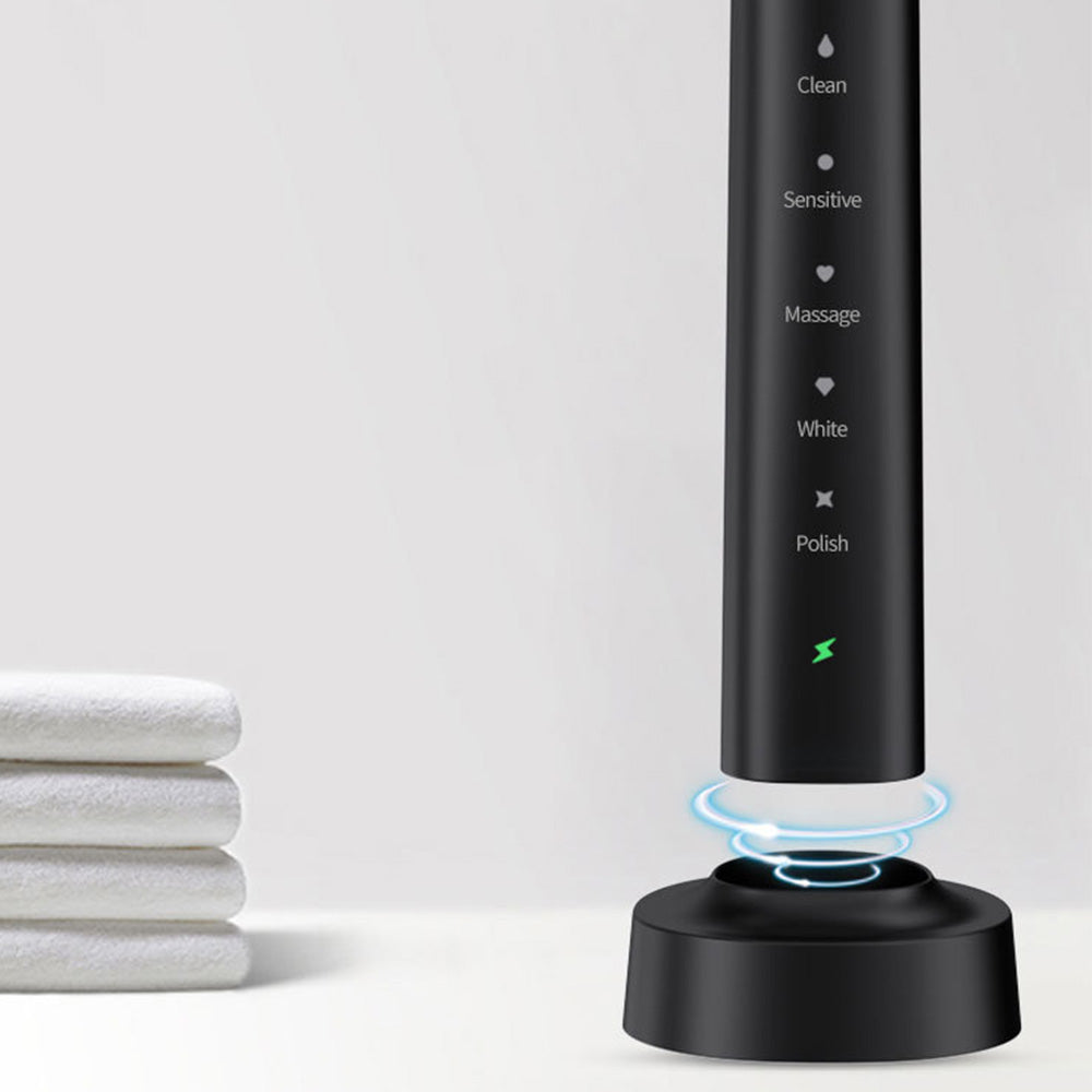 Electric Toothbrush Wireless Charging with 5 Modes 6 Brush Heads and Smart Timer