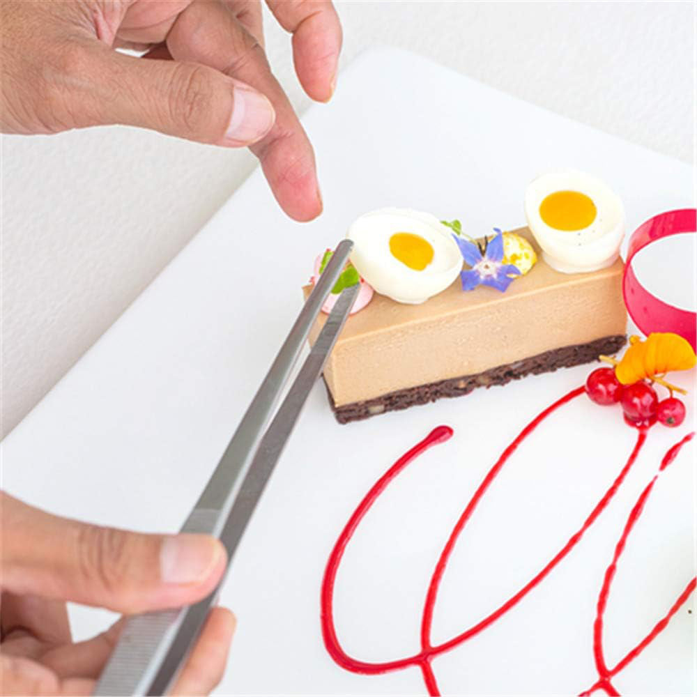 Silver Stainless Steel Long Food Tong Straight Tweezers Kitchen Tool