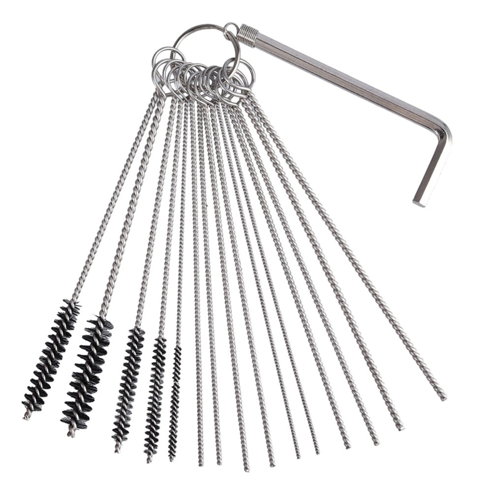 Carburetor Cleaning Brush Kit with 13 Wires Set and Multiple Sizes for Different Cleaning Needs