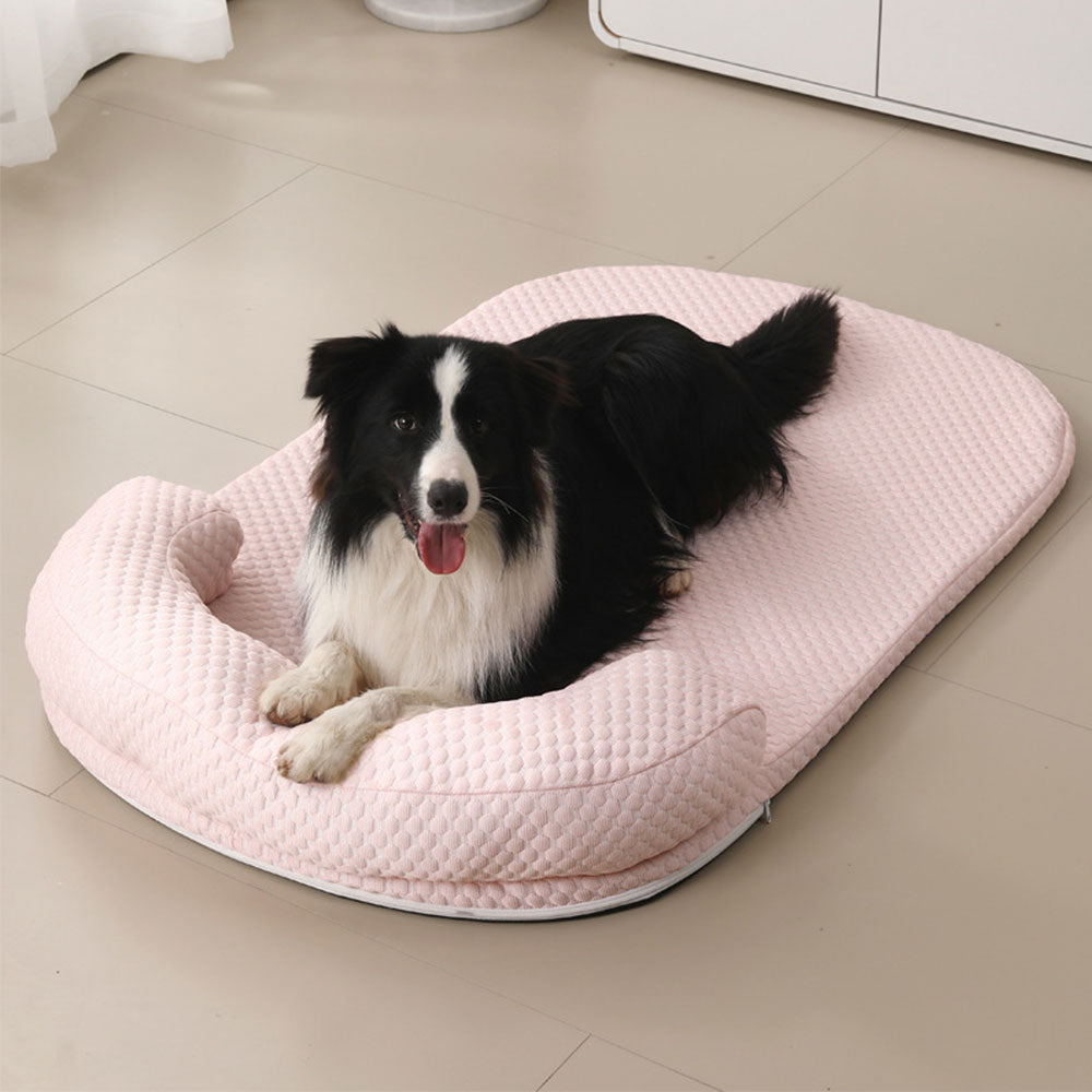 Pet Cooling Mat Memory Foam Cooling Fabric Dog Crate Bed with Pillow