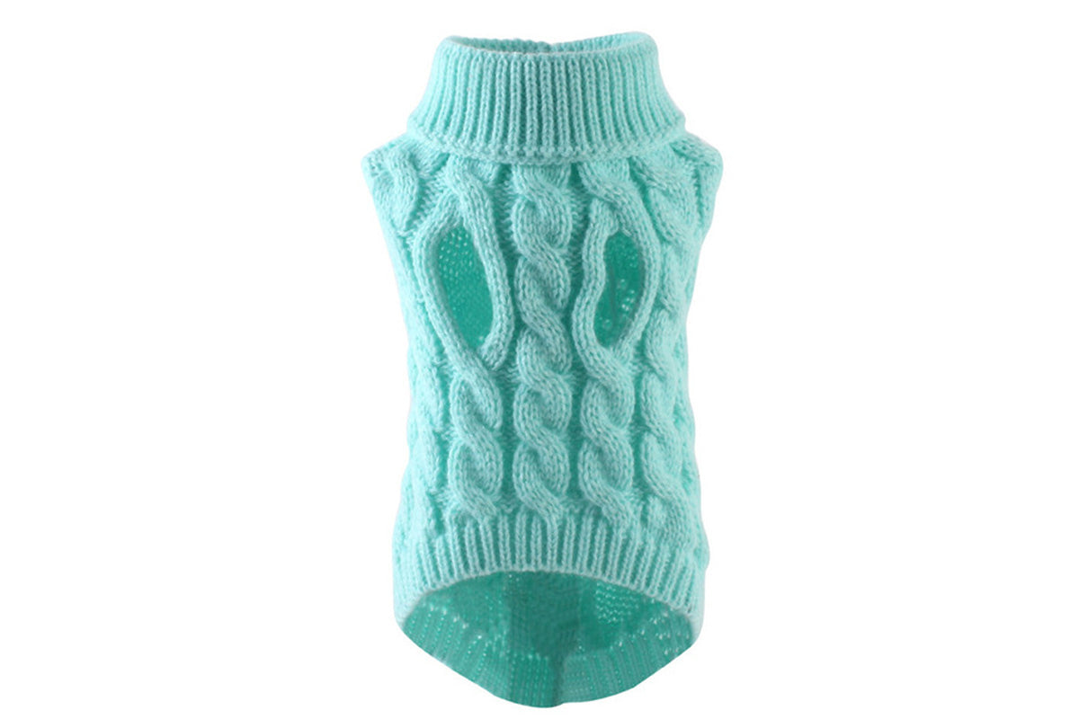Puppy Dog Jumper Winter Warm Knitted Sweater Pet Clothes for Small Dogs Coat-Blue