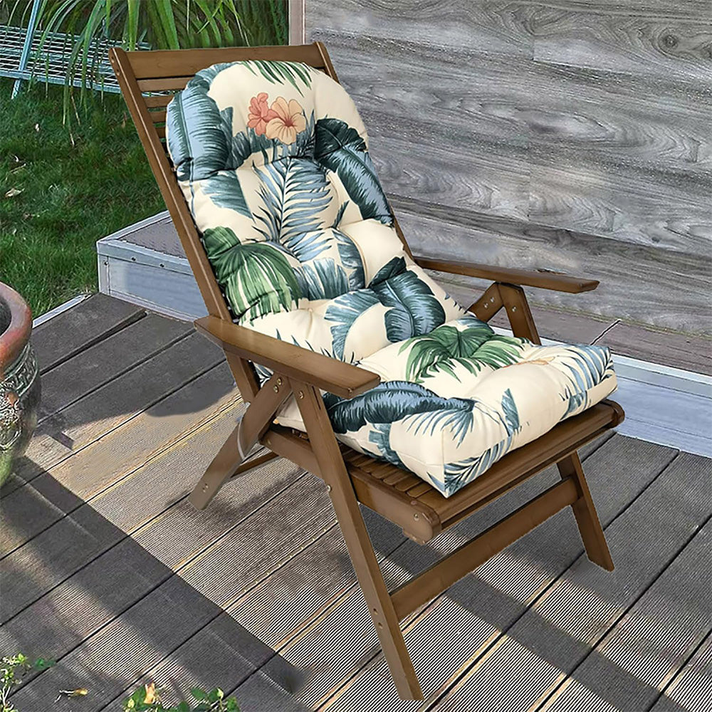 High Back Rocking Chair Cushion Water Resistant Outdoor Seat Pad with Ties