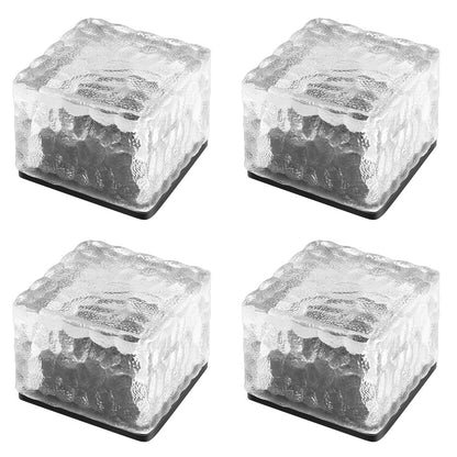 4Pcs Solar LED Ice Cube Floor Tile Ground Lamp Lawn Lamp