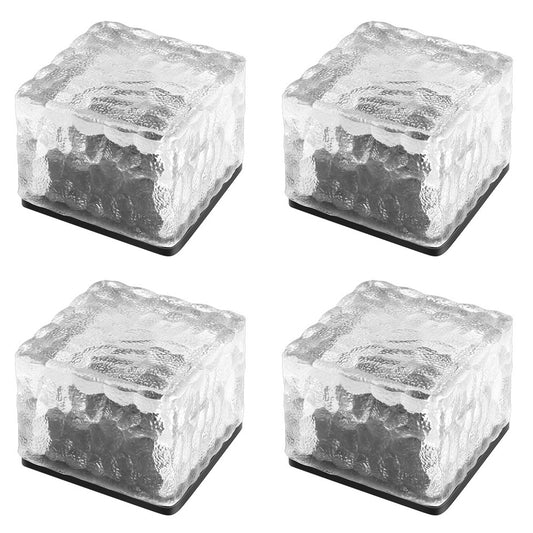 4Pcs Solar LED Ice Cube Floor Tile Ground Lamp Lawn Lamp