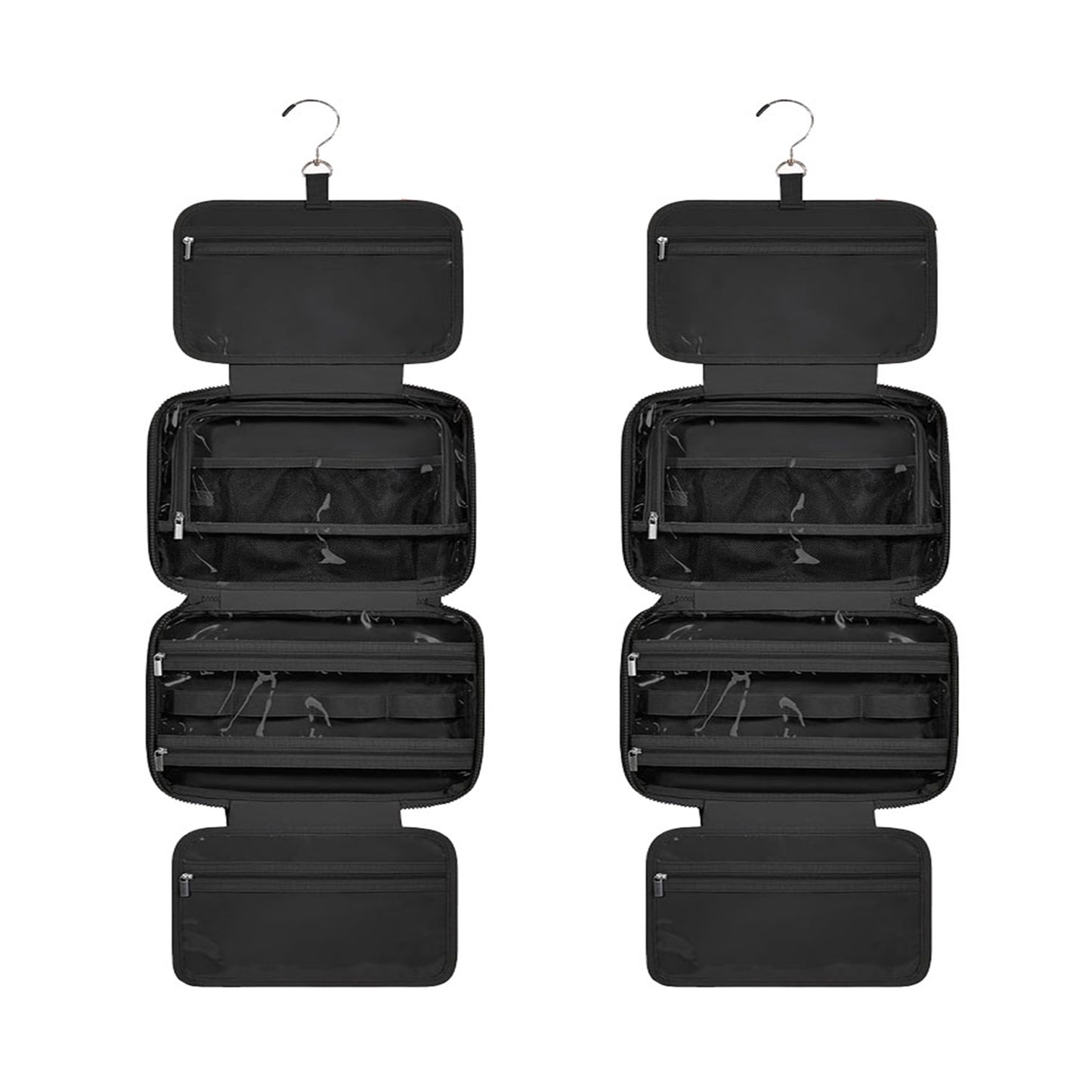 2Pcs Travel Toiletry Bag Jewelry Organizer Hanging Makeup Bag Trolley Belt