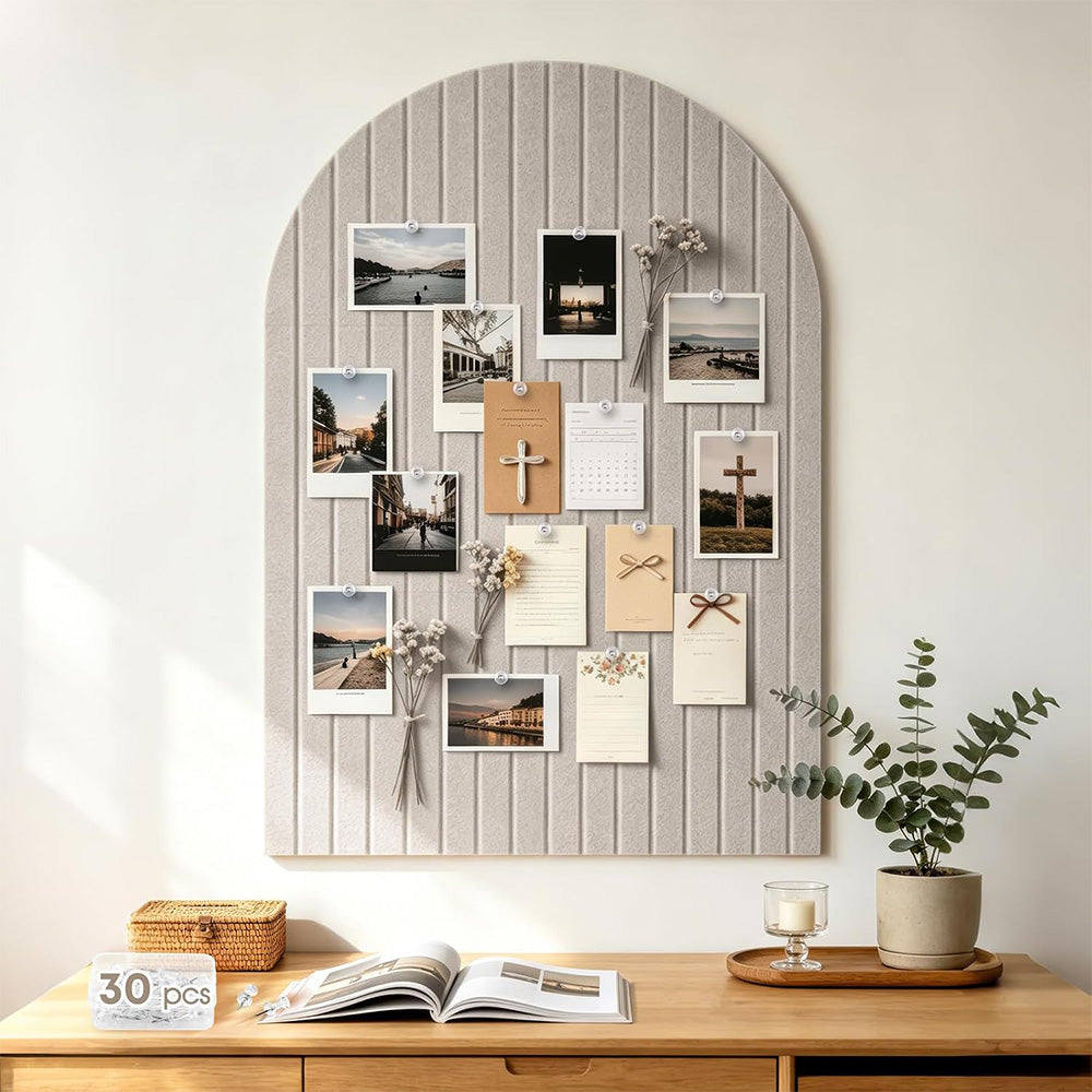 Large Arched Felt Bulletin Board with 30 Push Pins for Home Office School