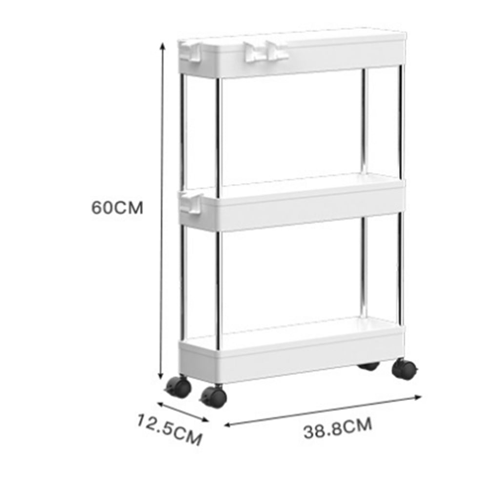 3 Tier Kitchen Bathroom Slim Rolling Trolley Storage Shelf