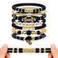 7 Piece Elastic Clay Bead Football Bracelet Stack Set