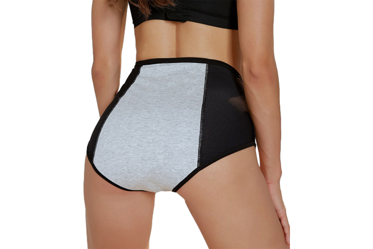 3Pcs Women Menstrual Period Underpants Nylon Panties Leakproof Briefs-Black