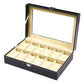 6/10/12 Grids PU Leather Watch Box Organizer Display Case with Lock