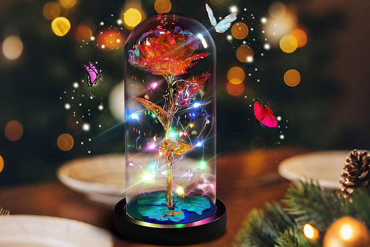 Eternal Rose Night Light in Glass Dome with LED