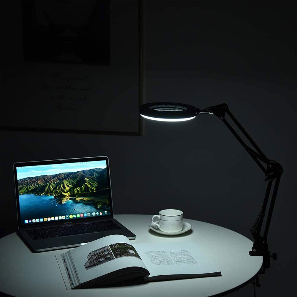 5X Magnifying Glass with LED Desk Lamp