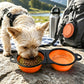 Portable Foldable Dual Pet Bowls for Cats Dogs Outdoor Home Use