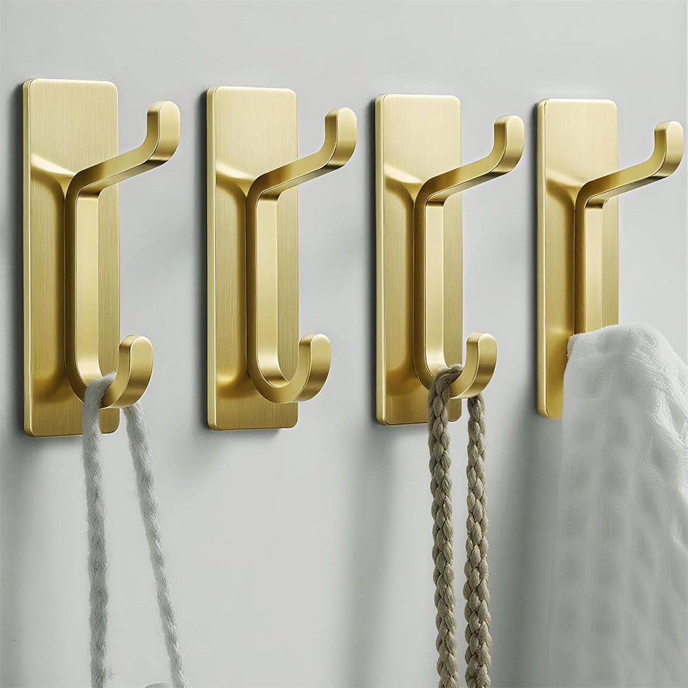 4 Pack Stainless Steel Double Adhesive Hooks with 3kg Capacity