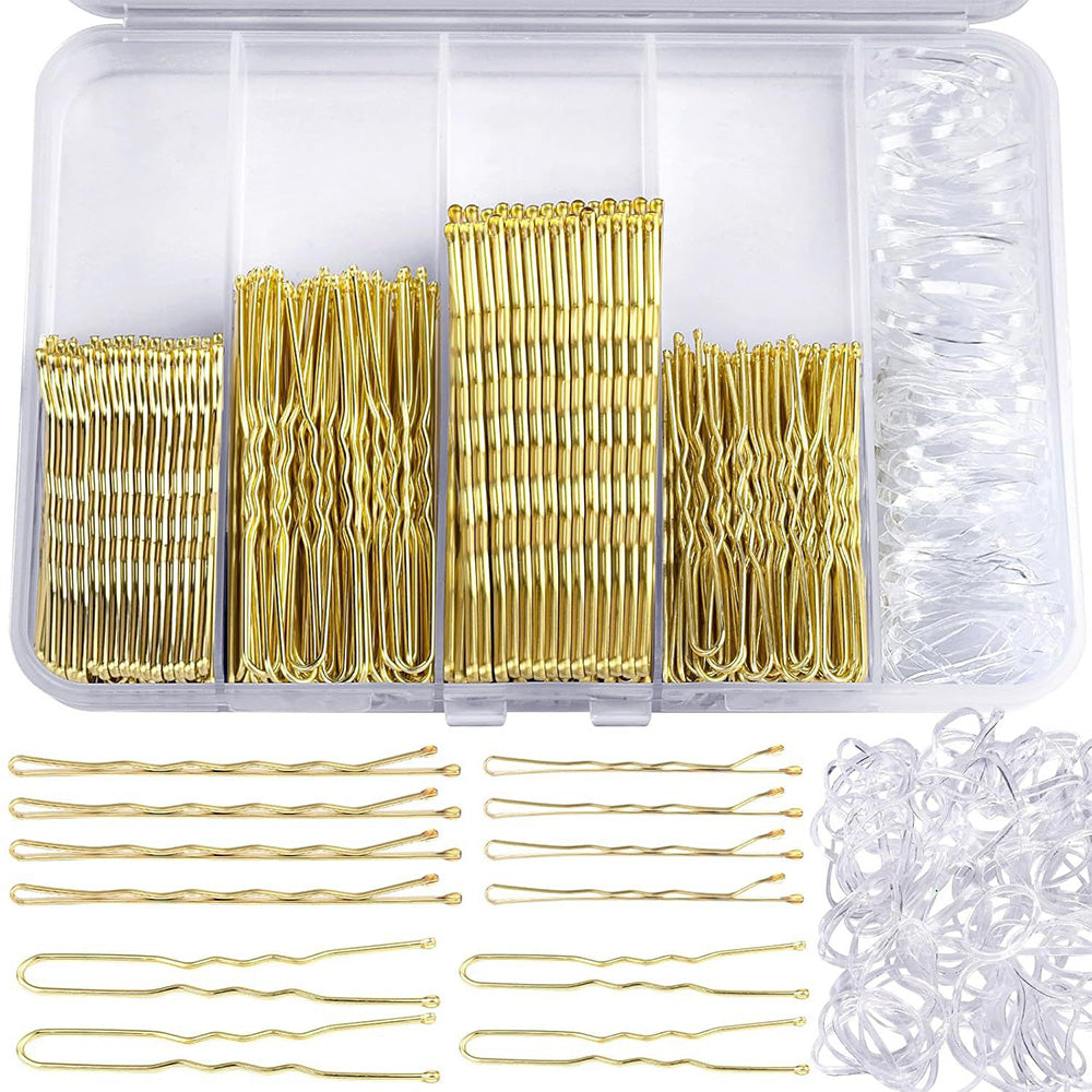 Hair Pins Set with Storage Box Bobby Pins & U Shaped Hair Clips Kit for Bun Updo Styling