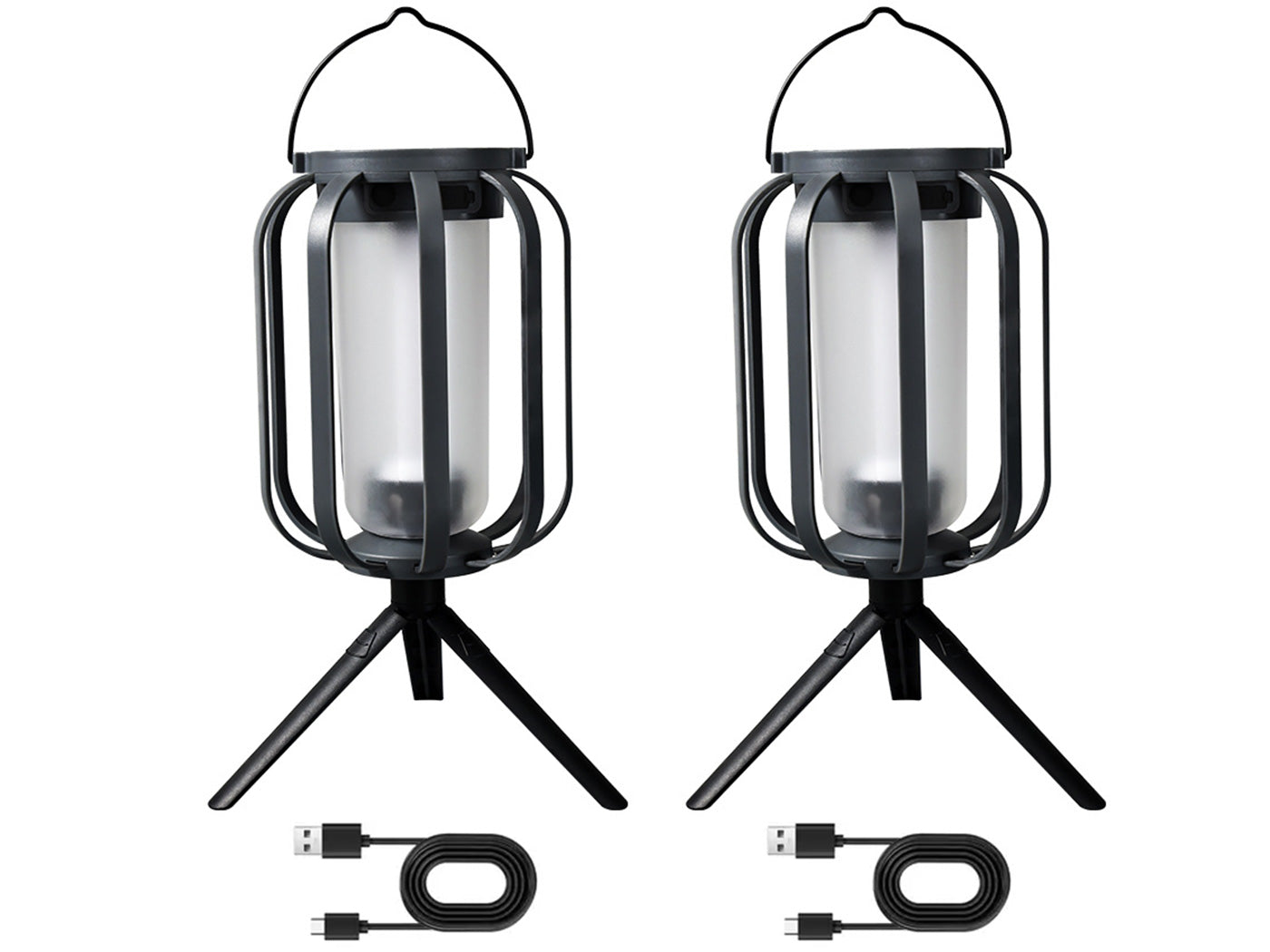 Solar Lantern with Tripod Flickering Flame Solar Outdoor Lights 4 Lighting Modes