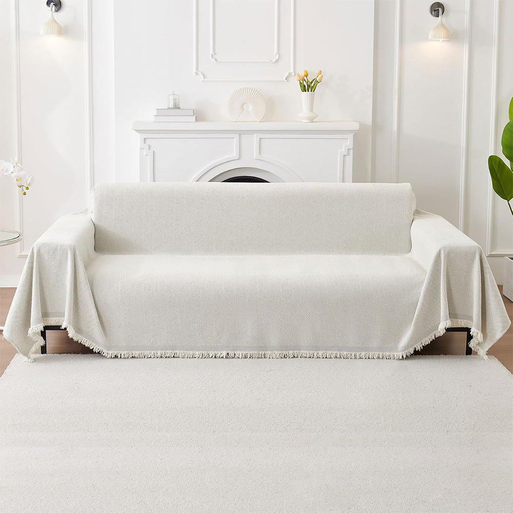Sofa Throw Rug Cover Large Blanket for Couch Furniture Protector-Beige
