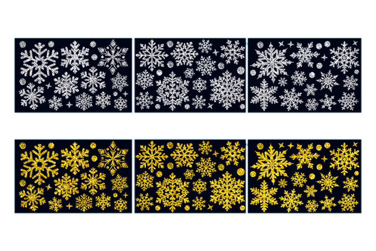 Christmas Window Clings Snowflakes Static Stickers Gold Silver for Holiday Decorations