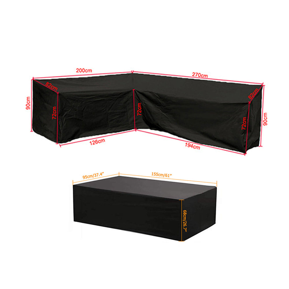 2Pcs Water Resistant L-Shape Sectional Sofa Protector Cover-1 sectional cover + 1 table cover