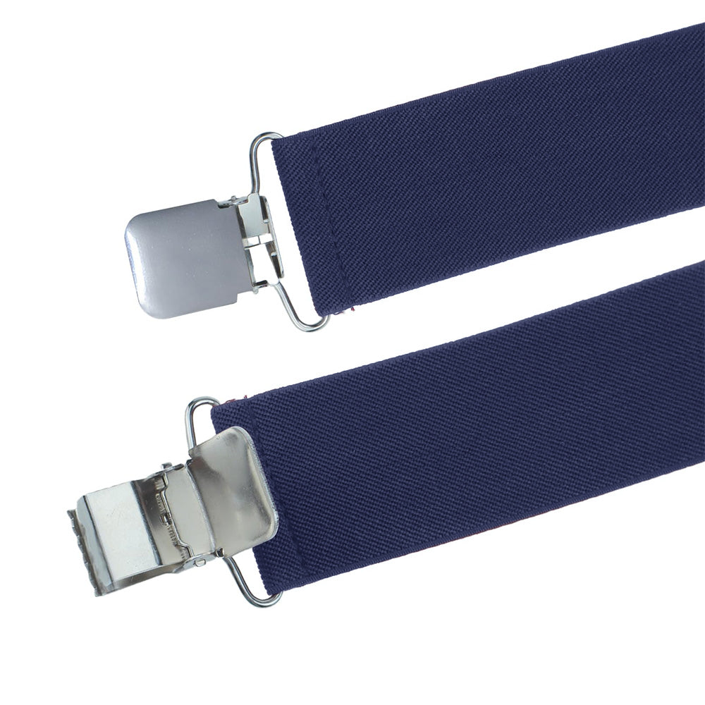 Mens X Back Elastic Suspenders with 4 Metal Clips Adjustable to 120cm