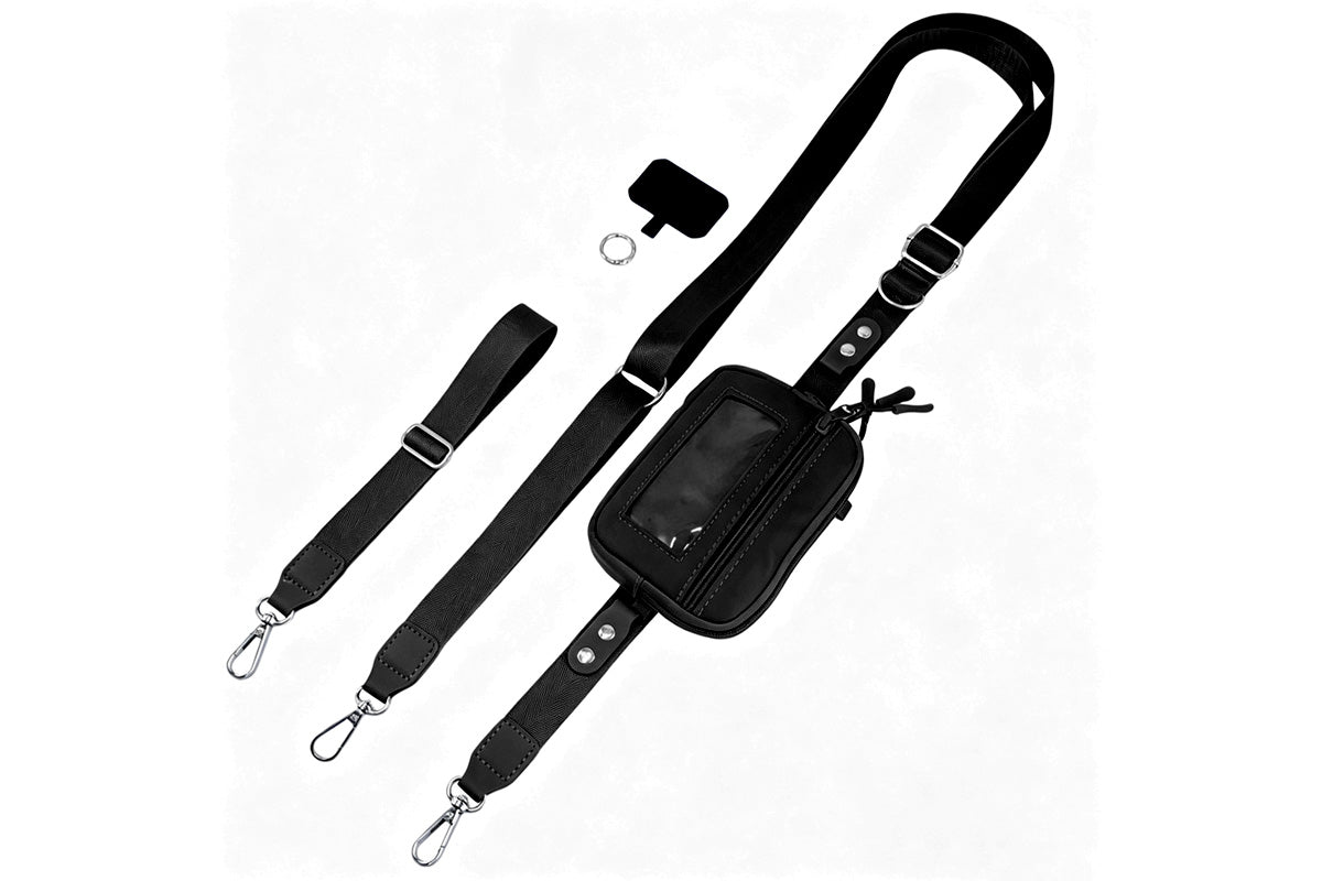 2-in-1 Phone Crossbody Strap Clear Window Card Wallet Pouch Travel Adjustable Shoulder Strap Bag