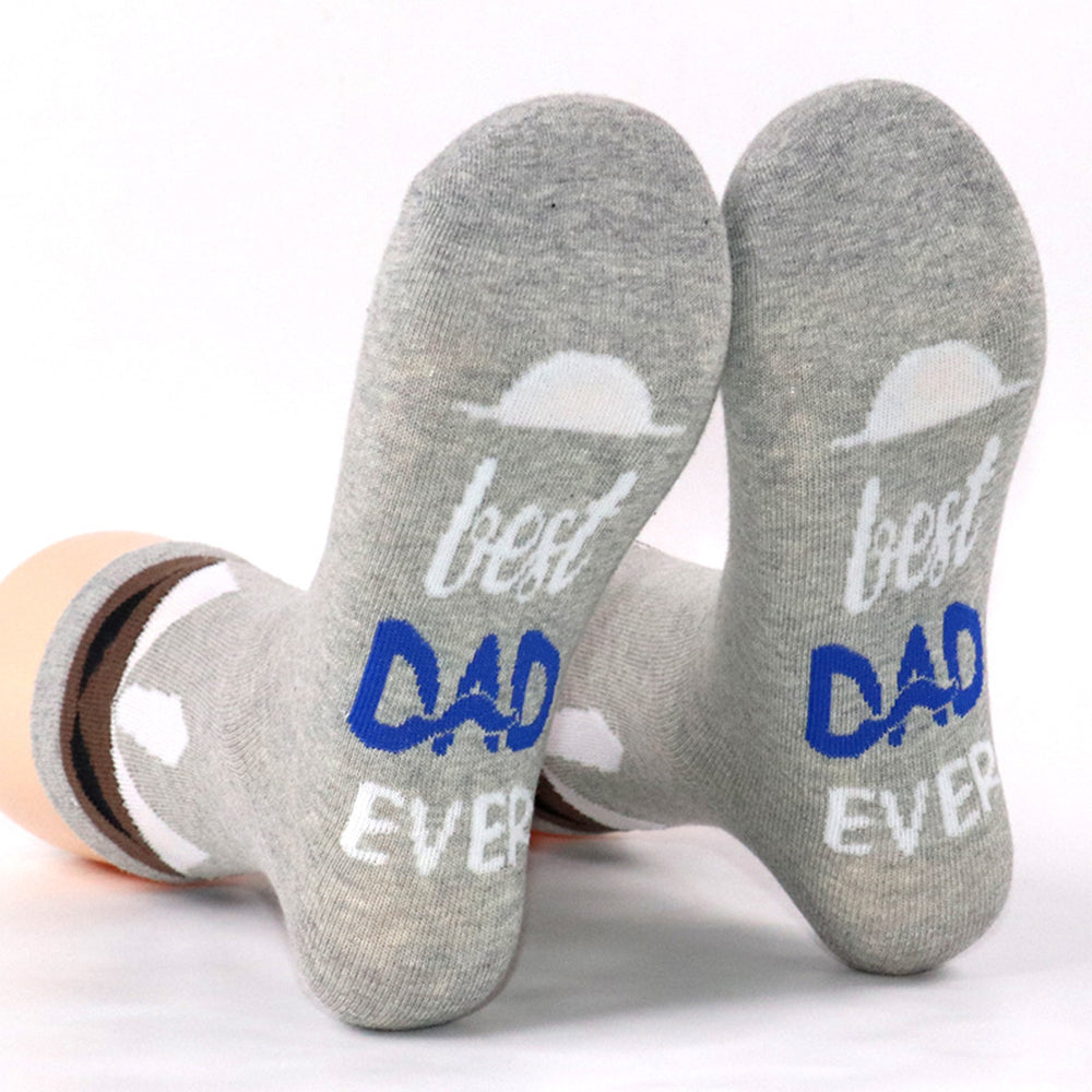 2Pairs Father's Day Funny Socks for Dad-Grey and Black